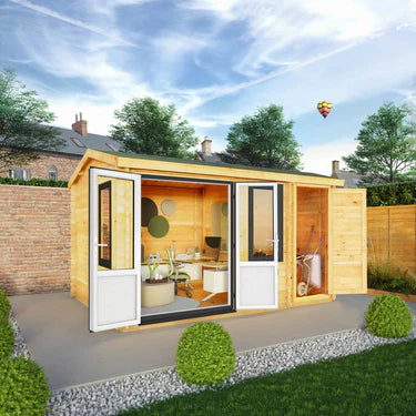 Mercia 4.1m x 3m Home Office Elite - 44mm (UPVC Windows & Door) - White