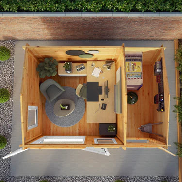 Mercia 4.1m x 3m Home Office Elite - 44mm (UPVC Windows & Door) - Oak