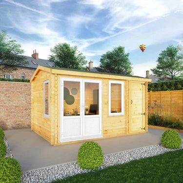 Mercia 4.1m x 3m Home Office Elite - 44mm (UPVC Windows & Door) - Oak