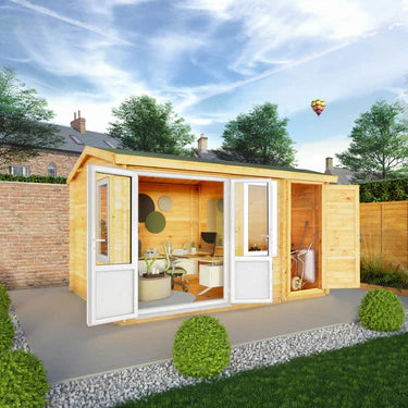 Mercia 4.1m x 3m Home Office Elite - 44mm (UPVC Windows & Door) - Oak