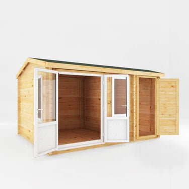 Mercia 4.1m x 3m Home Office Elite - 44mm (UPVC Windows & Door) - Oak