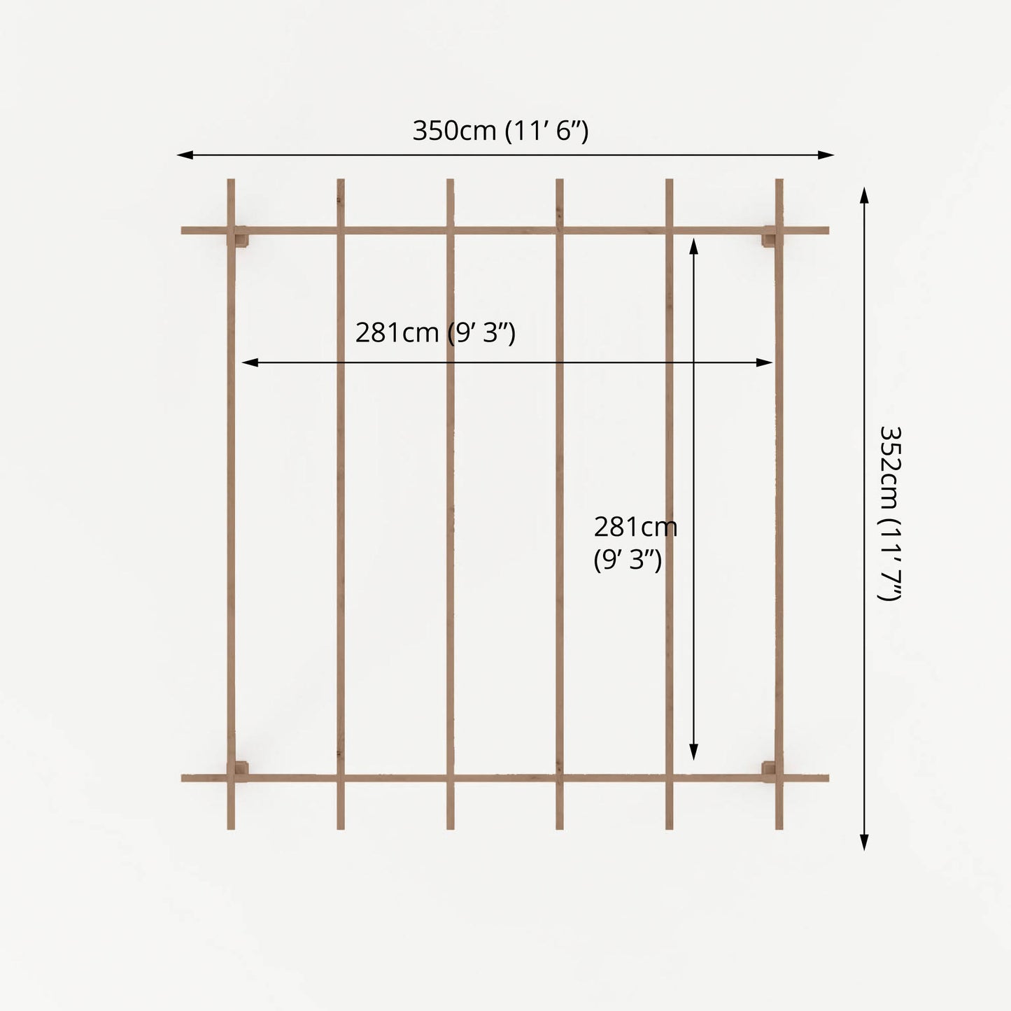 Mercia Trent 3m x 3m Pressure Treated Pergola