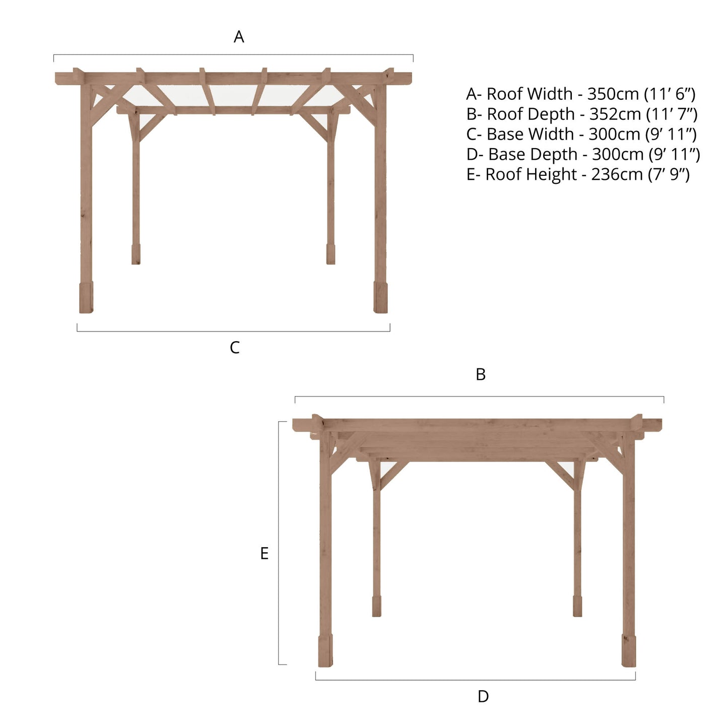 Mercia Trent 3m x 3m Pressure Treated Pergola