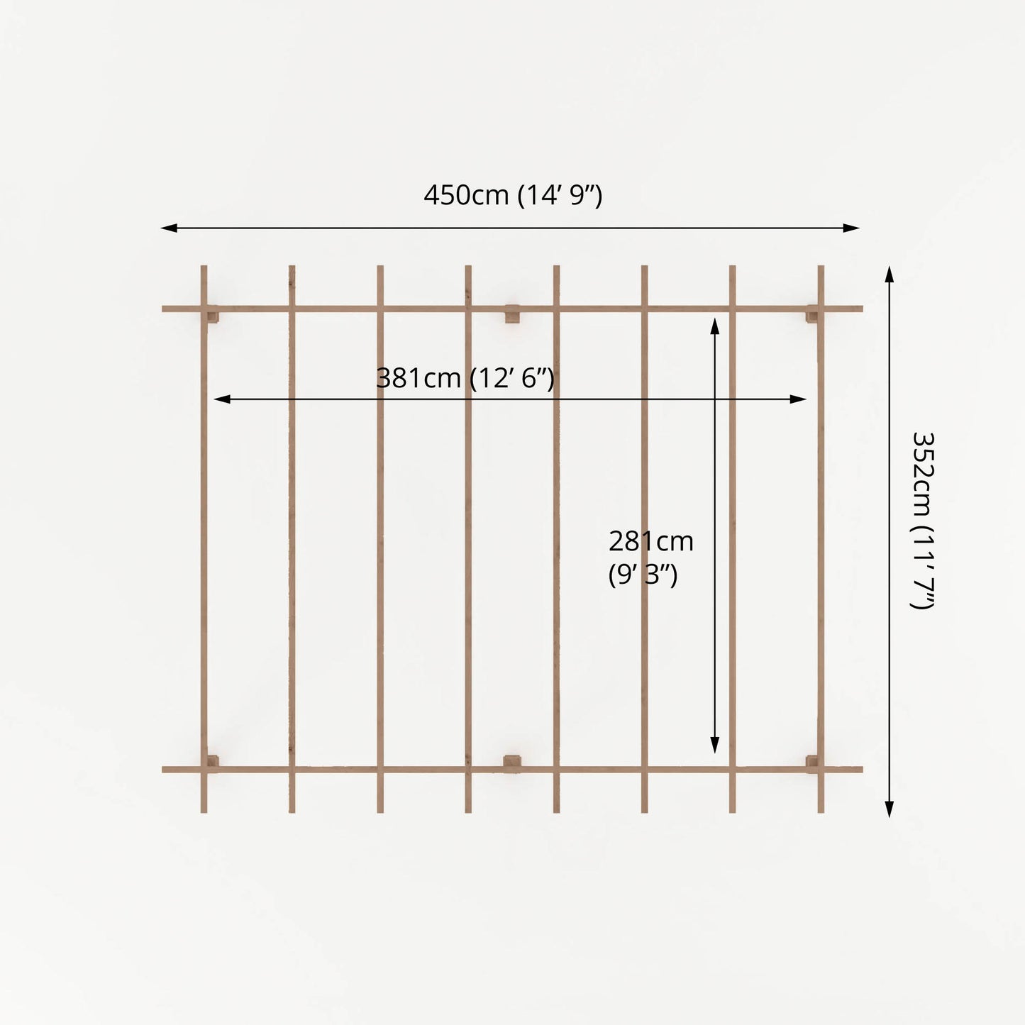 Mercia Trent 3m x 4m Pressure Treated Pergola