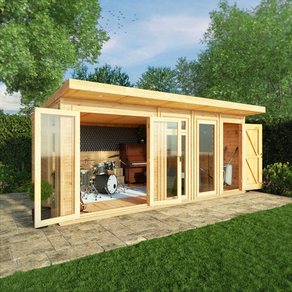 Mercia 5m x 3m(D) Insulated Garden Room with Side Shed