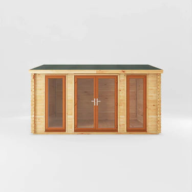 Mercia 4.5m x 3.5m Home Office Studio - 44mm  (UPVC Windows & Door) - Oak
