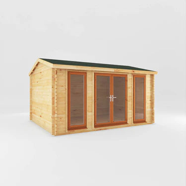 Mercia 4.5m x 3.5m Home Office Studio - 44mm  (UPVC Windows & Door) - Oak