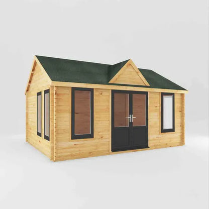 Mercia 5.3m x 4m Clock Tower Log Cabin - 44mm (UPVC Windows & Door) - Grey