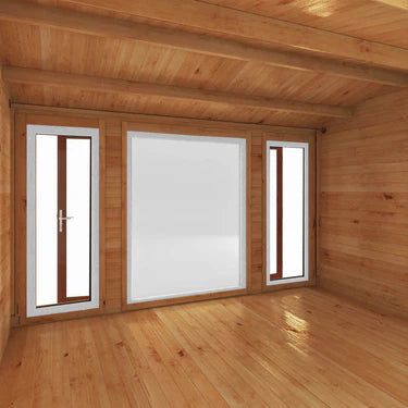 Mercia 4m x 3m Home Office Studio - 44mm  (UPVC Windows & Door) - Oak
