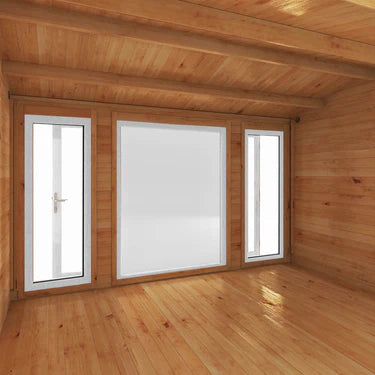 Mercia 4m x 3m Home Office Studio - 44mm  (UPVC Windows & Door) - White