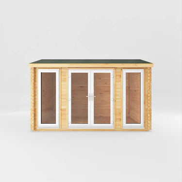 Mercia 4m x 3m Home Office Studio - 44mm  (UPVC Windows & Door) - White