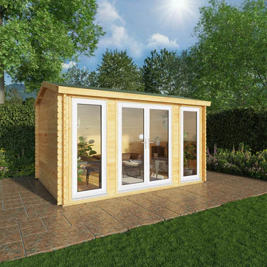 Mercia 4m x 3m Home Office Studio - 44mm  (UPVC Windows & Door) - White