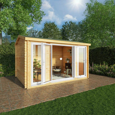 Mercia 4m x 3m Home Office Studio - 44mm  (UPVC Windows & Door) - White