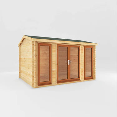 Mercia 4m x 3m Home Office Studio - 44mm  (UPVC Windows & Door) - Oak