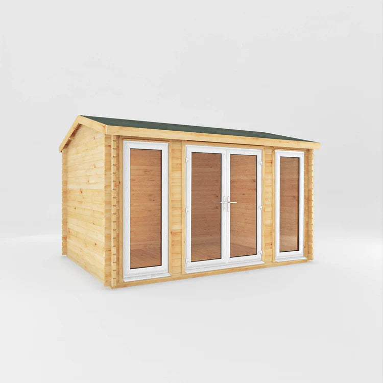 Mercia 4m x 3m Home Office Studio - 44mm  (UPVC Windows & Door) - White