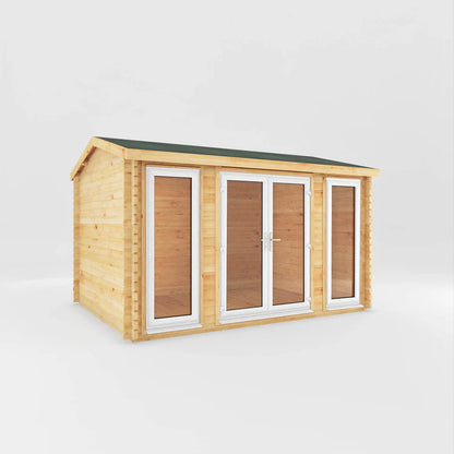 Mercia 4m x 3m Home Office Studio - 44mm  (UPVC Windows & Door) - White