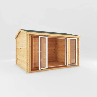 Mercia 4m x 3m Home Office Studio - 44mm  (UPVC Windows & Door) - Oak