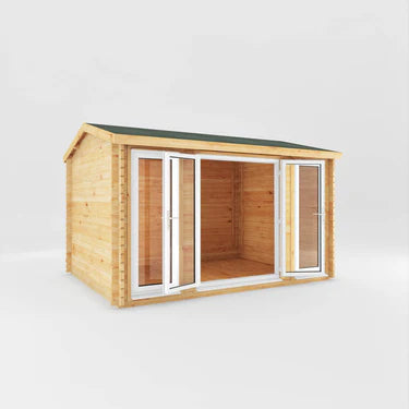 Mercia 4m x 3m Home Office Studio - 44mm  (UPVC Windows & Door) - White