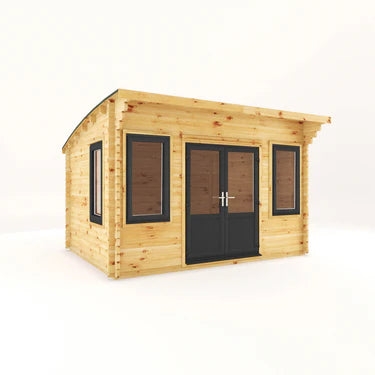 Mercia 4m x 3m Curved Roof Log Cabin - 44mm (UPVC Windows & Door) - Grey