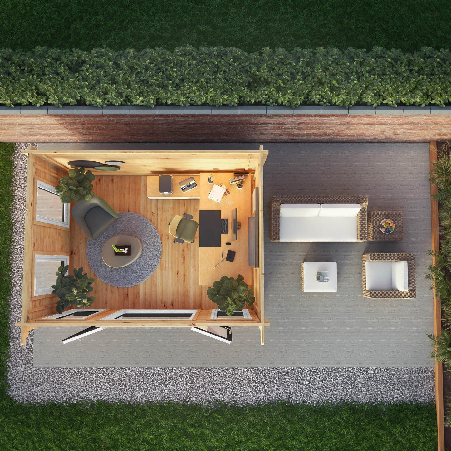 Mercia 4m x 3m Studio Pent Log Cabin - 44mm (UPVC Windows & Door) - Grey