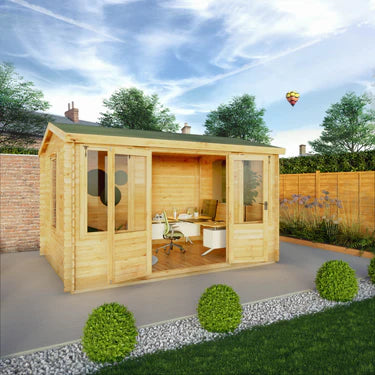Mercia 4m x 3m Reverse Apex  Log Cabin - 19mm