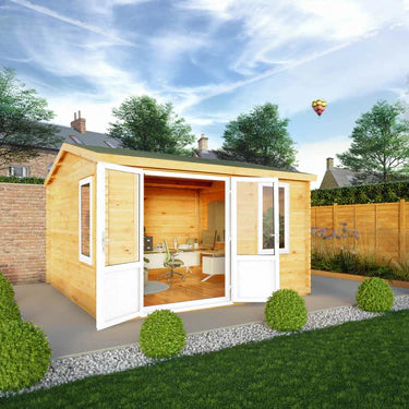 Mercia 4m x 4m Home Office Elite - 44mm (UPVC Windows & Door) - White