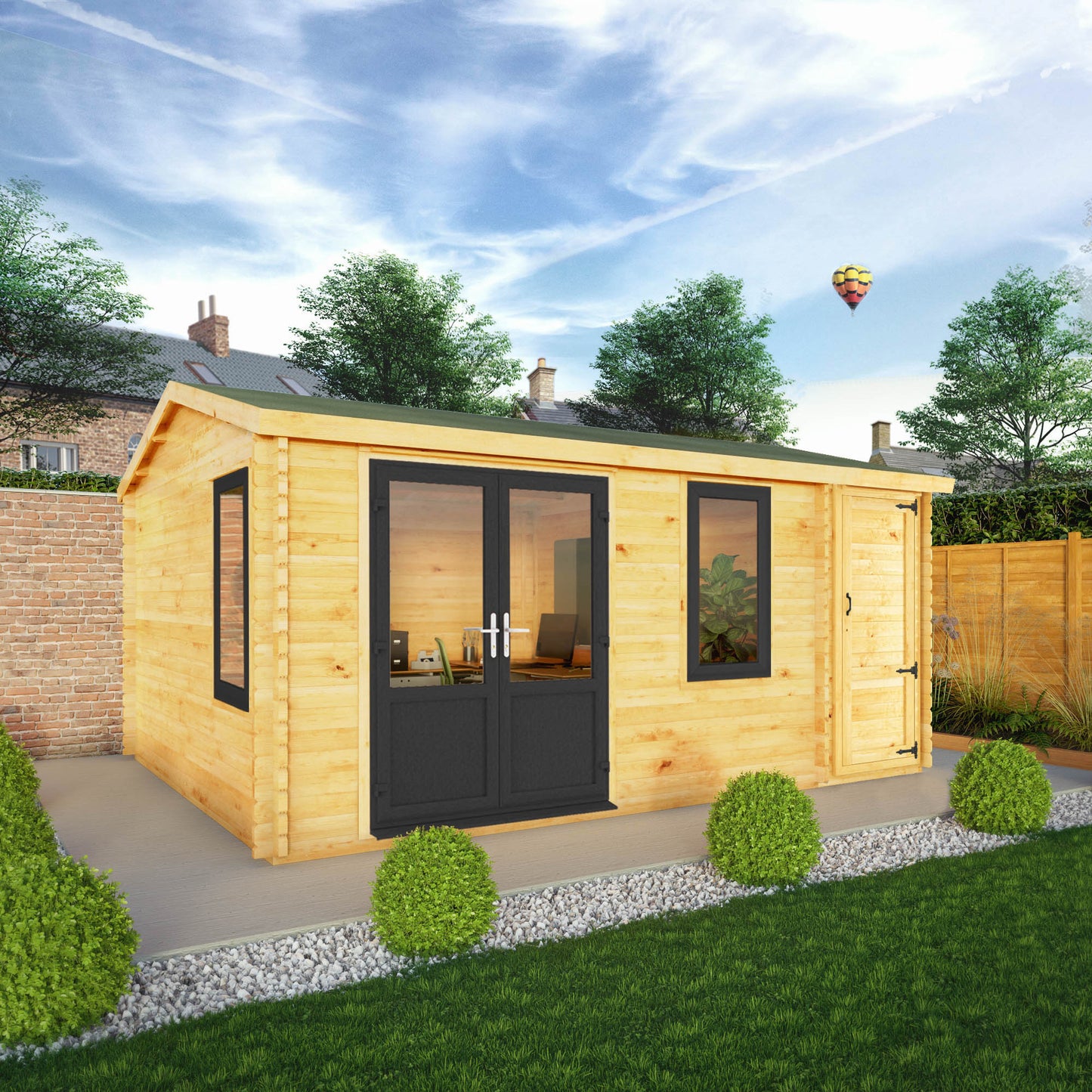 Mercia 5.1m x 4m Home Office Elite - 44mm (UPVC Windows & Door) - White