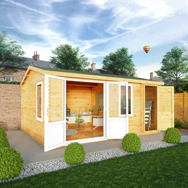 Mercia 5.1m x 4m Home Office Elite - 44mm (UPVC Windows & Door) - Oak