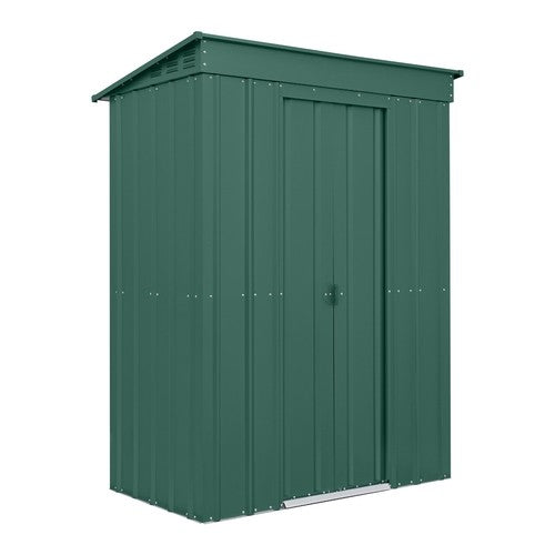 Globel 5x3ft Pent Metal Garden Shed - Green