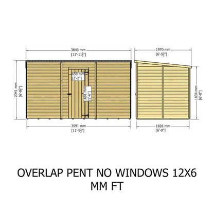 Shire Overlap Pent SD 12x6 No windows