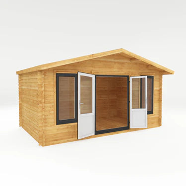 Mercia 5m x 3m Retreat Log Cabin - 44mm (UPVC Windows & Door) - Grey