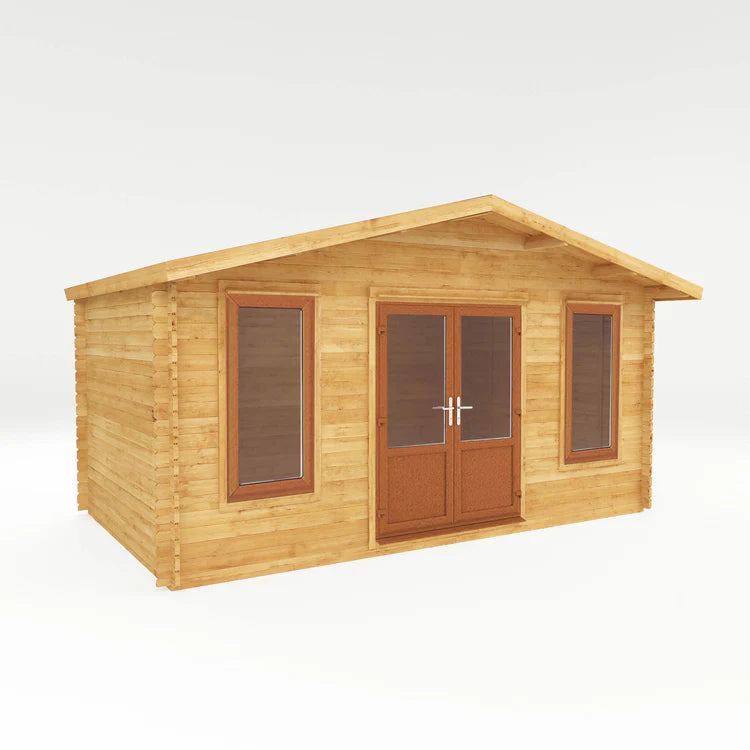 Mercia 5m x 3m Retreat Log Cabin - 44mm (UPVC Windows & Door) - Oak