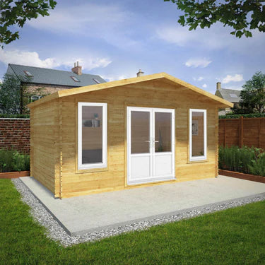 Mercia 16 x 10 Retreat Log Cabin - 44mm (UPVC Windows & Door) - White