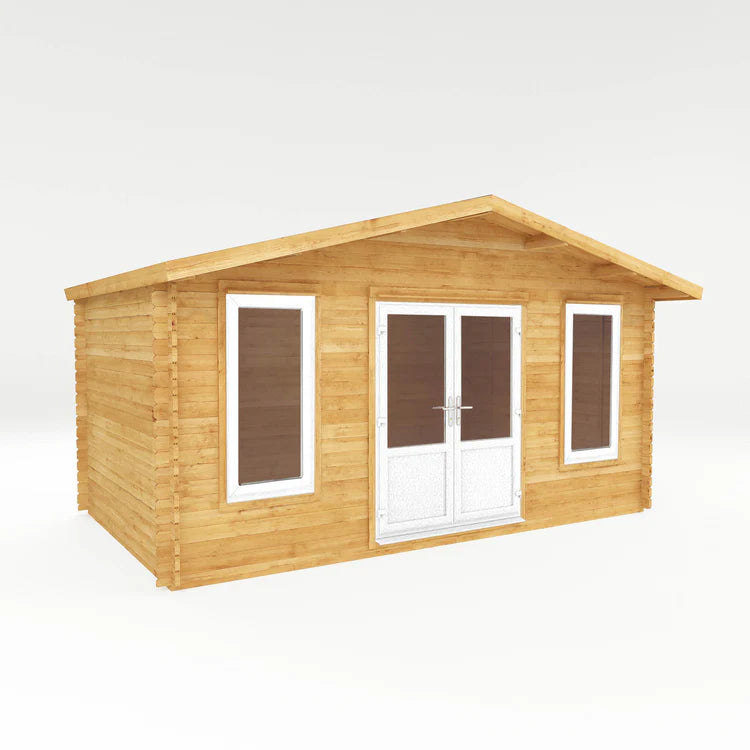 Mercia 5m x 3m Retreat Log Cabin - 44mm (UPVC Windows & Door) - White