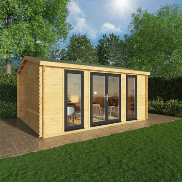 Mercia 5m x 4m Home Office Studio - 44mm  (UPVC Windows & Door) - Grey
