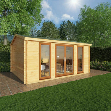Mercia 5m x 4m Home Office Studio - 44mm  (UPVC Windows & Door) - Oak