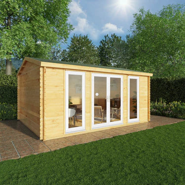 Mercia 5m x 4m Home Office Studio - 44mm  (UPVC Windows & Door) - White