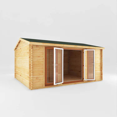 Mercia 5m x 4m Home Office Studio - 44mm  (UPVC Windows & Door) - Oak