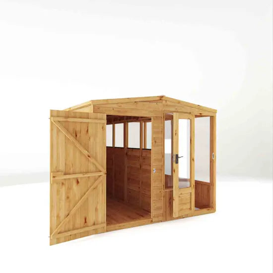 Mercia 8 x 8 Woodsman Combi Greenhouse Shed - Glass