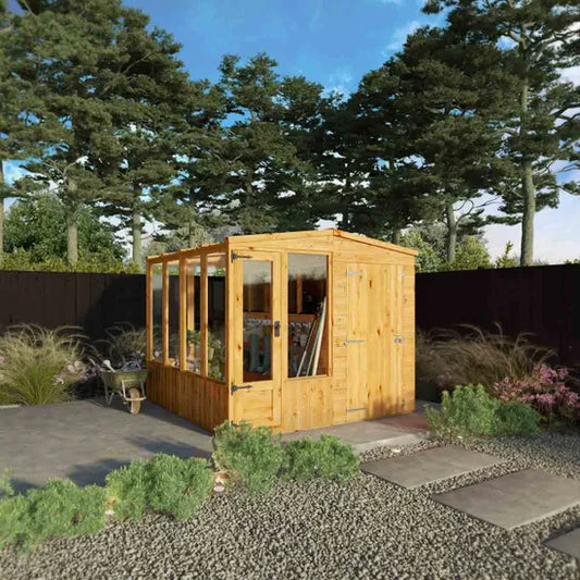 Mercia 8 x 8 Woodsman Combi Greenhouse Shed - Glass