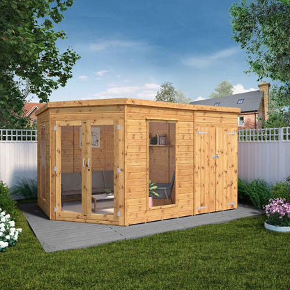 Mercia 8x12 Premium Corner Summerhouse With Side Shed