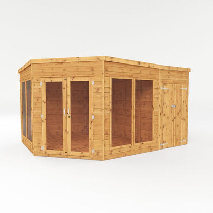 Mercia 9x13 Premium Corner Summerhouse With Side Shed