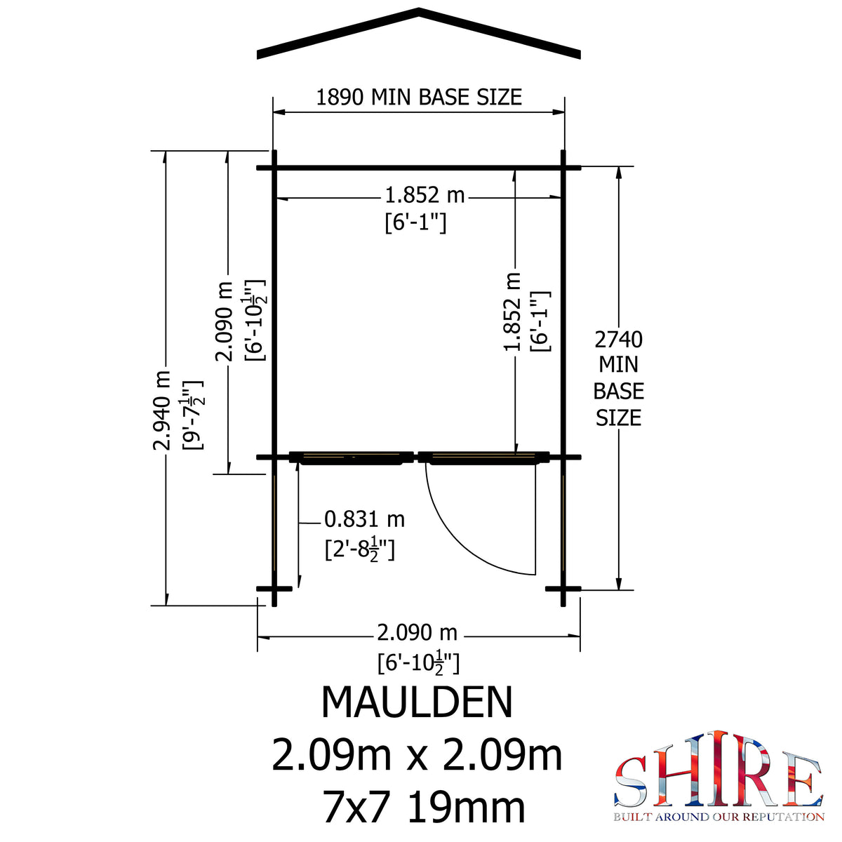 Shire Maulden with veranda 7x7 19mm Log Cabin