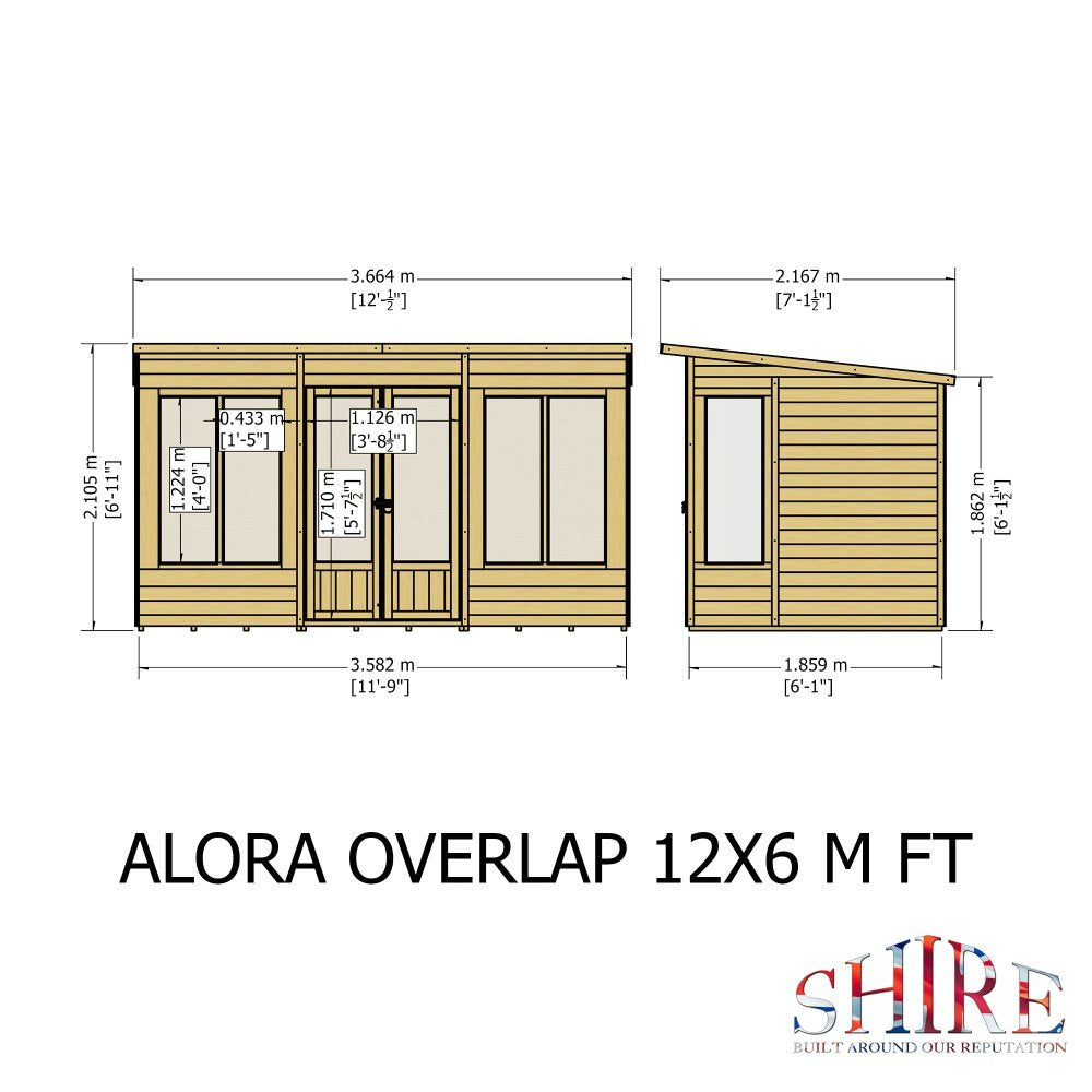 Shire Alora 12 x 6 Pent Summerhouse