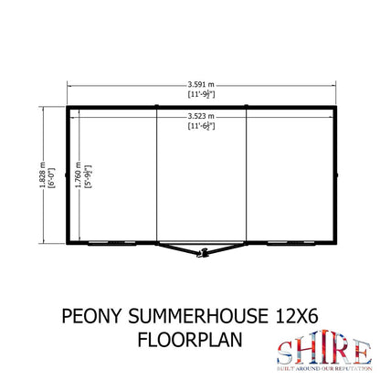 Shire Peony 12 x 6 Pent Summerhouse