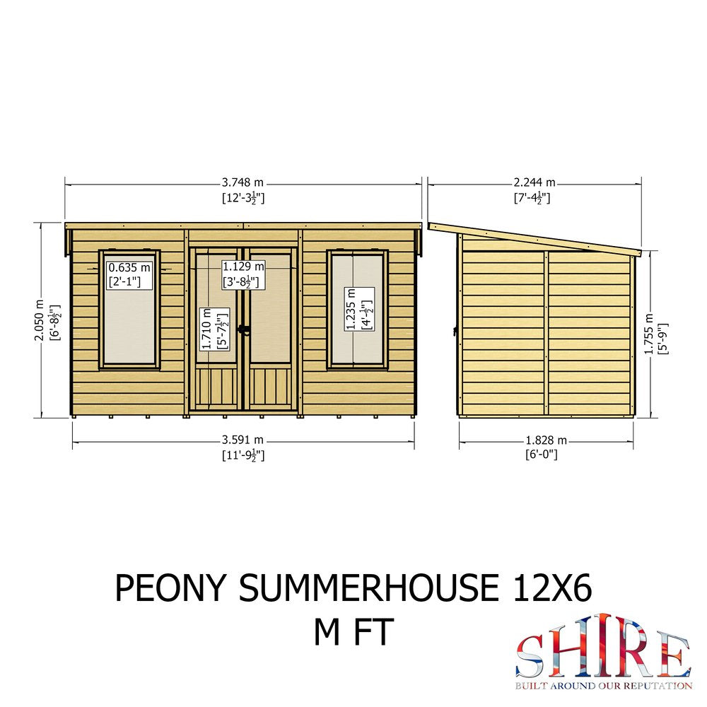 Shire Peony 12 x 6 Pent Summerhouse