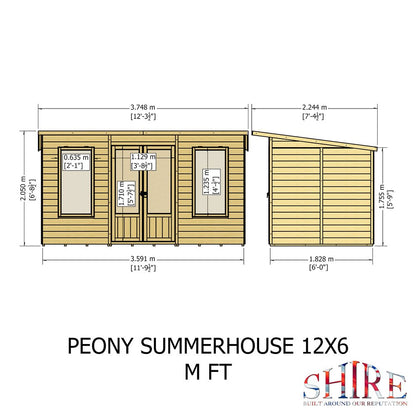 Shire Peony 12 x 6 Pent Summerhouse