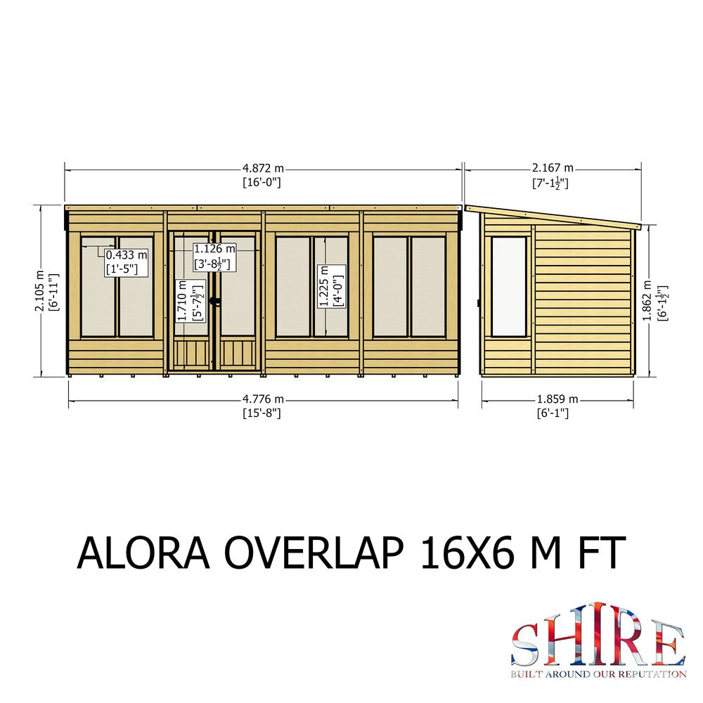 Shire Alora 16 x 6 Pent Summerhouse