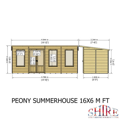 Shire Peony 16x6 Pent Summerhouse
