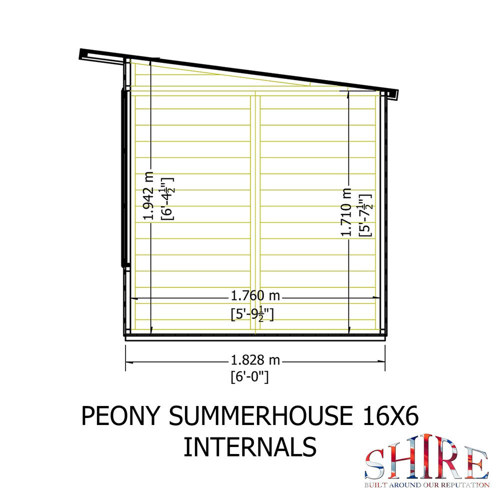 Shire Peony 16x6 Pent Summerhouse